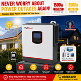 3500‑24V Hybrid Solar Inverter Off‑Grid Pure Sine Wave with MPPT WiFi - ViatRover