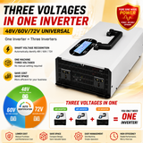 5000W Pure Sine Wave Inverter 48V 60V 72V Three‑Voltage In One Auto Voltage Recognition Solar Power Inverter